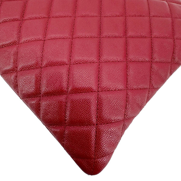 CHANEL Quilted Caviar O Clutch Cosmetic Case Red