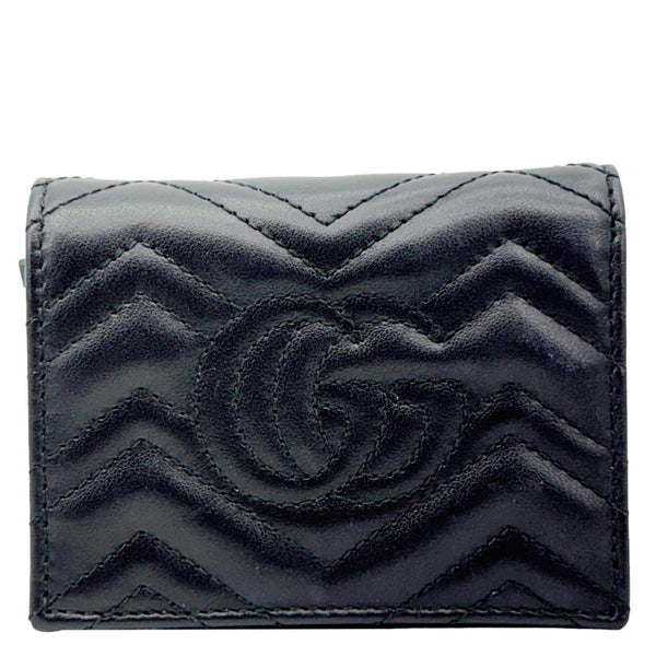 GUCCI Marmont GG Matelasse Leather Card Case Wallet Black 466492