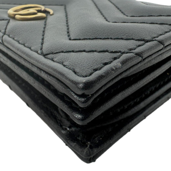 GUCCI Marmont GG Matelasse Leather Card Case Wallet Black 466492