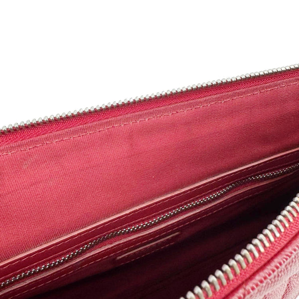 CHANEL Quilted Caviar O Clutch Cosmetic Case Red