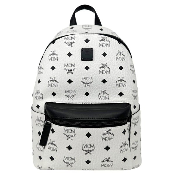 MCM Stark Visetos Canvas Backpack White