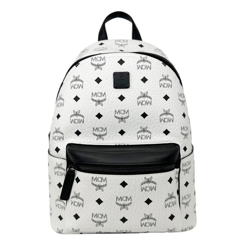 MCM Stark Visetos Canvas Backpack White