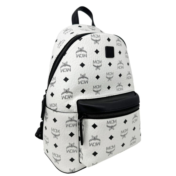 MCM Stark Visetos Canvas Backpack White