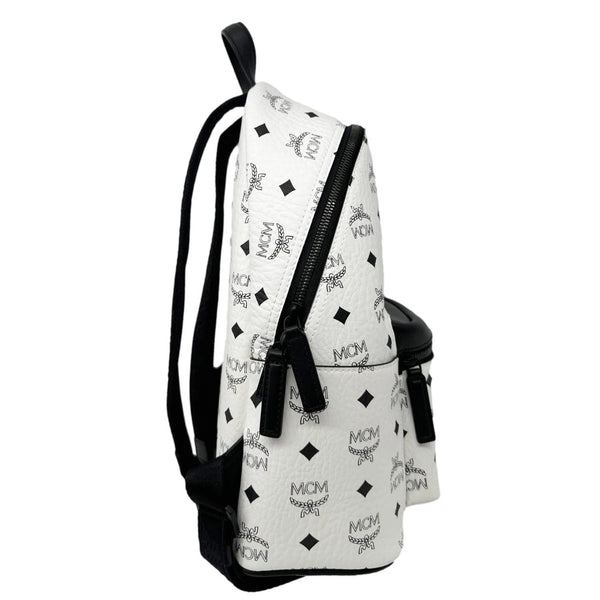 MCM Stark Visetos Canvas Backpack White