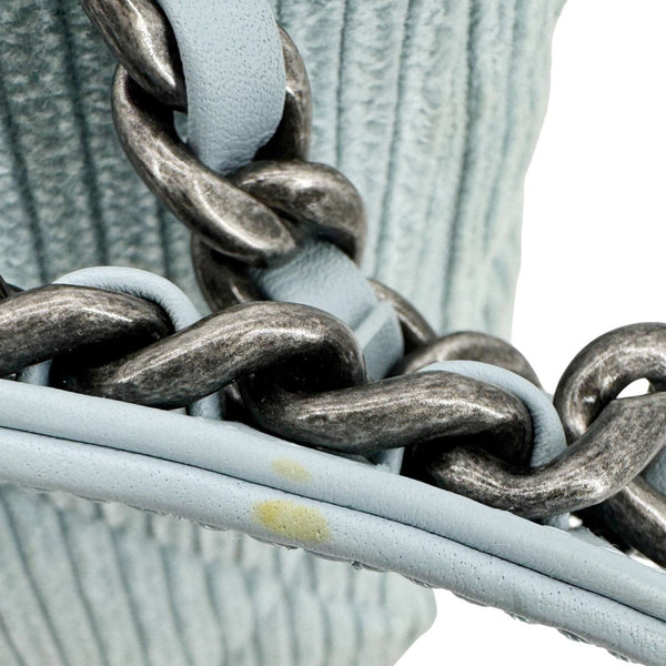 CHANEL 19 Flap Medium Quilted Corduroy Shoulder Bag Light Blue