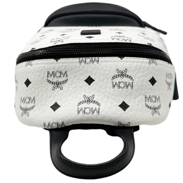 MCM Stark Visetos Canvas Backpack White