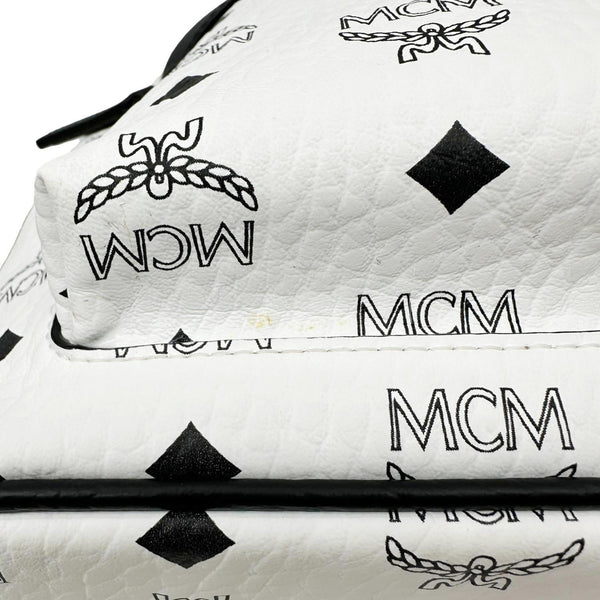 MCM Stark Visetos Canvas Backpack White