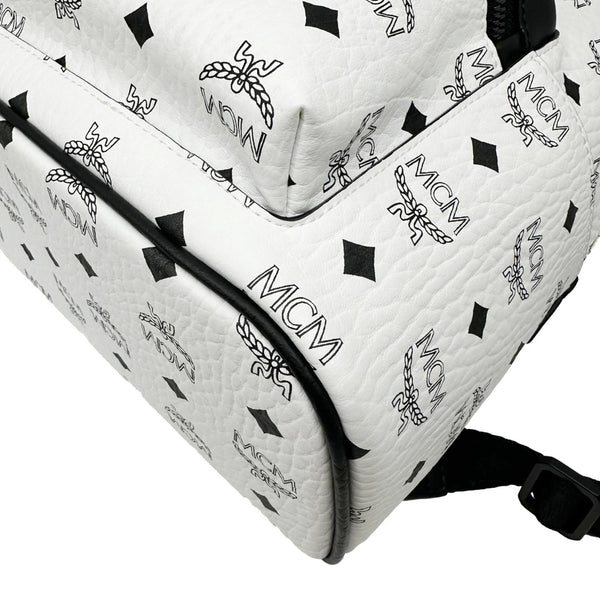MCM Stark Visetos Canvas Backpack White