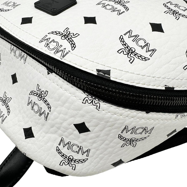 MCM Stark Visetos Canvas Backpack White