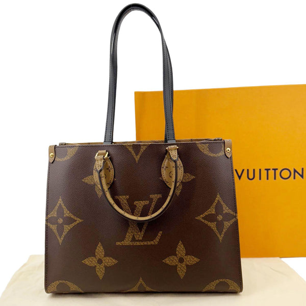 LOUIS VUITTON Onthego MM Giant Monogram Canvas Tote Shoulder Bag Brown