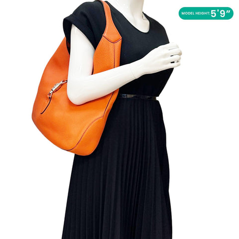 GUCCI Jackie Soft Pebbled Leather Hobo Bag Orange 362968