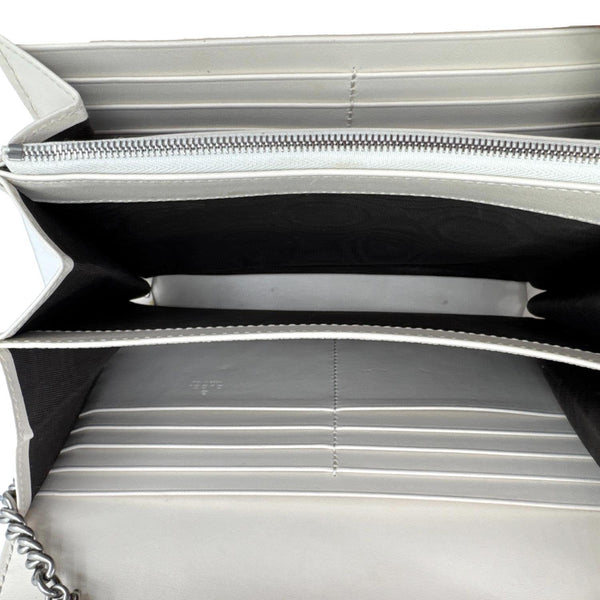 GUCCI Aria Marmont GG Calfskin Matelasse Leather Chain Wallet Mystic White 474575