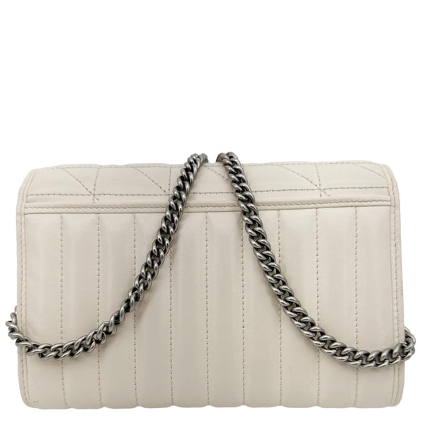 GUCCI Aria Marmont GG Calfskin Matelasse Leather Chain Wallet Mystic White 474575