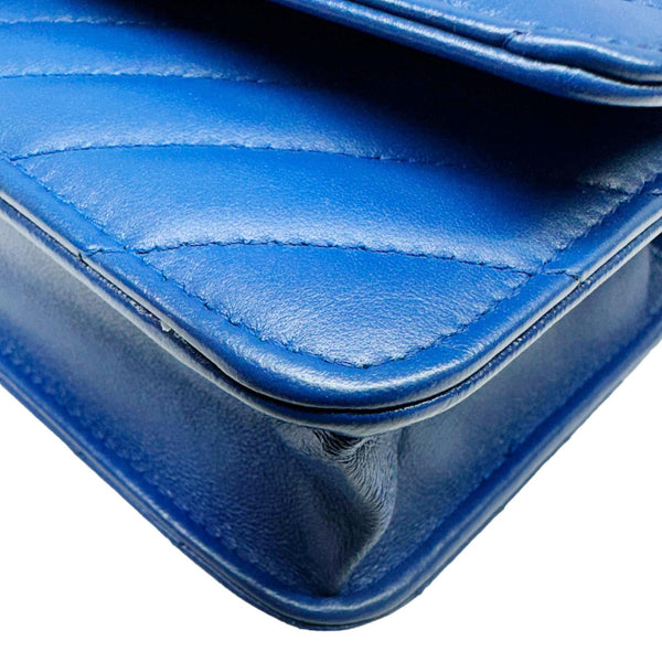 CHANEL Trendy CC Quilted Leather Wallet On Chain Crossbody Bag Blue