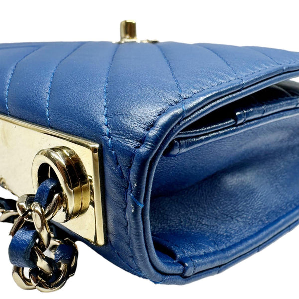 CHANEL Trendy CC Quilted Leather Wallet On Chain Crossbody Bag Blue