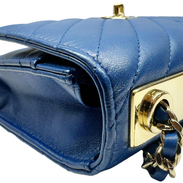 CHANEL Trendy CC Quilted Leather Wallet On Chain Crossbody Bag Blue