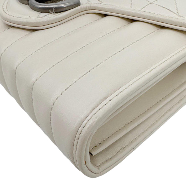 GUCCI Aria Marmont GG Calfskin Matelasse Leather Chain Wallet Mystic White 474575