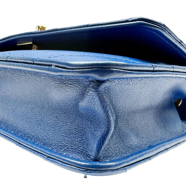 CHANEL Trendy CC Quilted Leather Wallet On Chain Crossbody Bag Blue