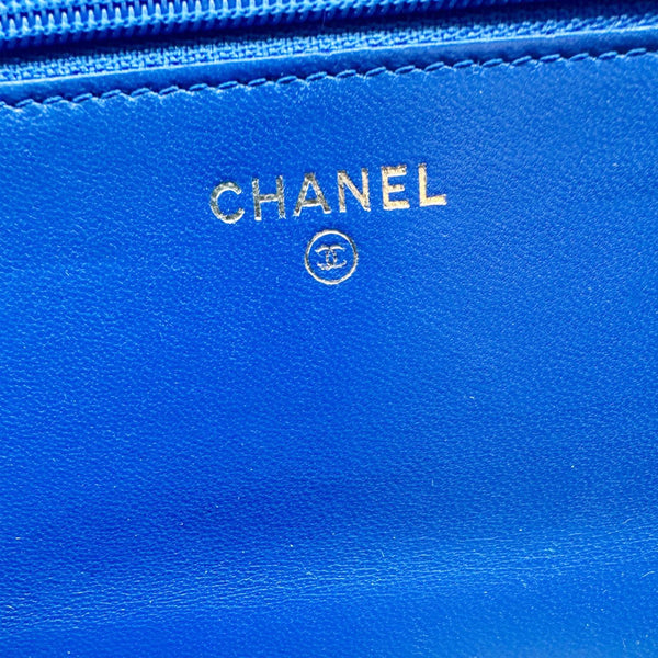 CHANEL Trendy CC Quilted Leather Wallet On Chain Crossbody Bag Blue