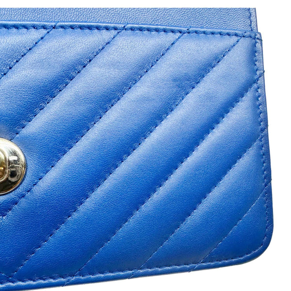 CHANEL Trendy CC Quilted Leather Wallet On Chain Crossbody Bag Blue