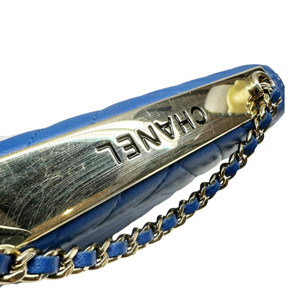 CHANEL Trendy CC Quilted Leather Wallet On Chain Crossbody Bag Blue