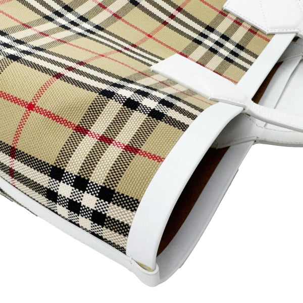BURBERRY London Medium Vintage Check Canvas Tote Bag White