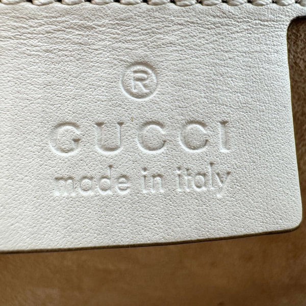 GUCCI Sylvie Small Floral Embroidery Leather Shoulder Bag Off White 421882