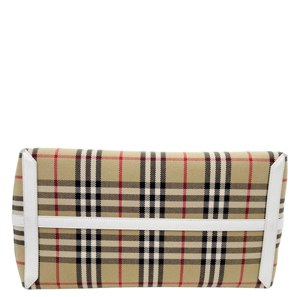 BURBERRY London Medium Vintage Check Canvas Tote Bag White