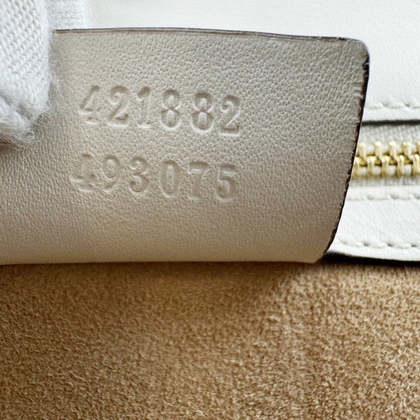 GUCCI Sylvie Small Floral Embroidery Leather Shoulder Bag Off White 421882