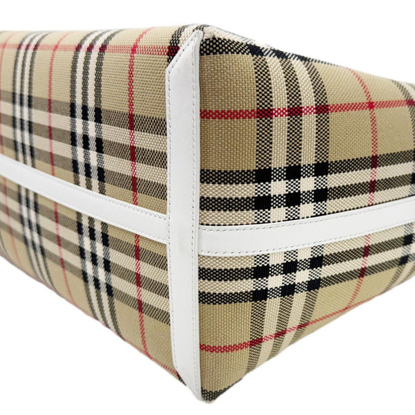 BURBERRY London Medium Vintage Check Canvas Tote Bag White
