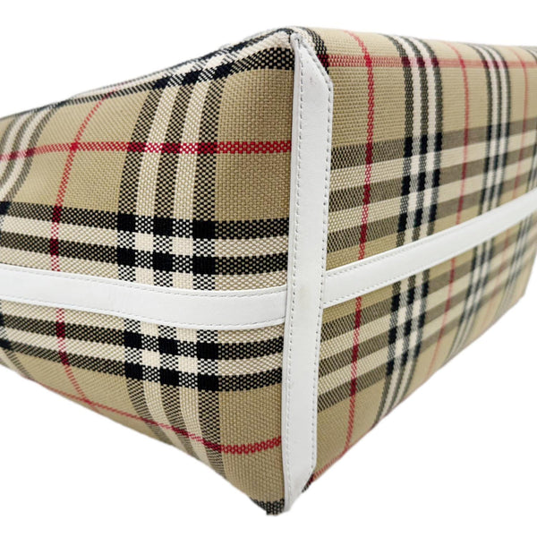 BURBERRY London Medium Vintage Check Canvas Tote Bag White