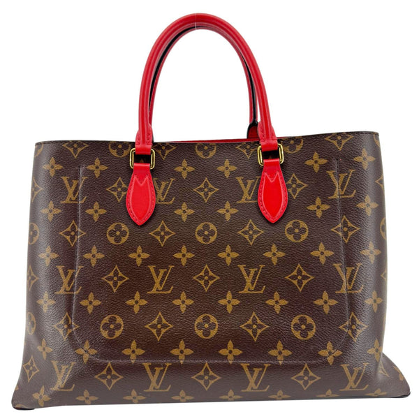LOUIS VUITTON Flower Monogram Canvas Tote Shoulder Bag Coquelicot
