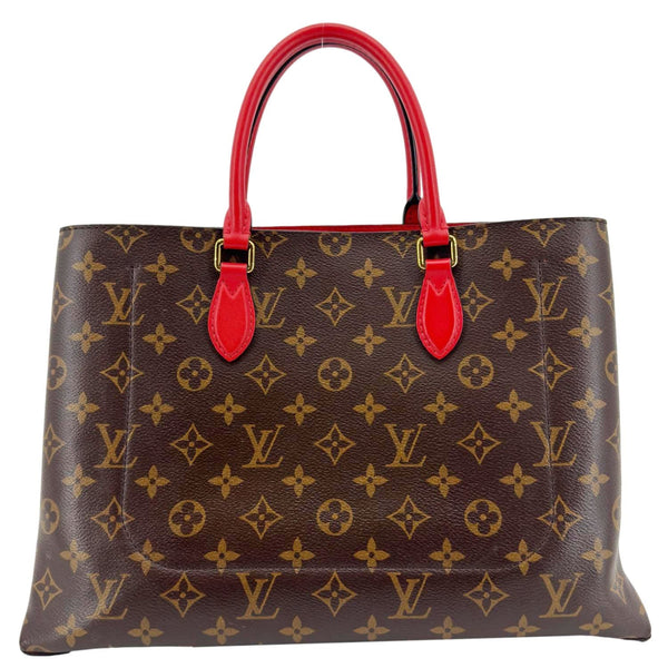 LOUIS VUITTON Flower Monogram Canvas Tote Shoulder Bag Coquelicot