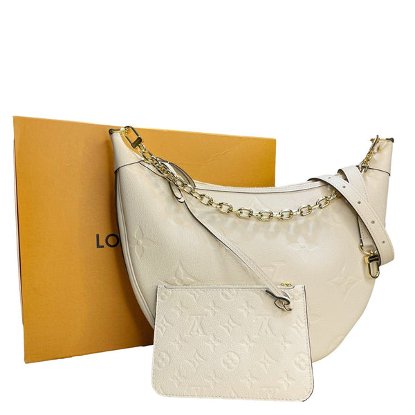 LOUIS VUITTON Loop Hobo Monogram Empreinte Shoulder Bag White