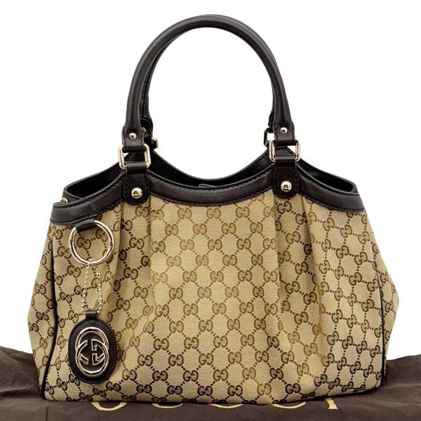 GUCCI Sukey Medium GG Canvas Tote Bag Beige 211944