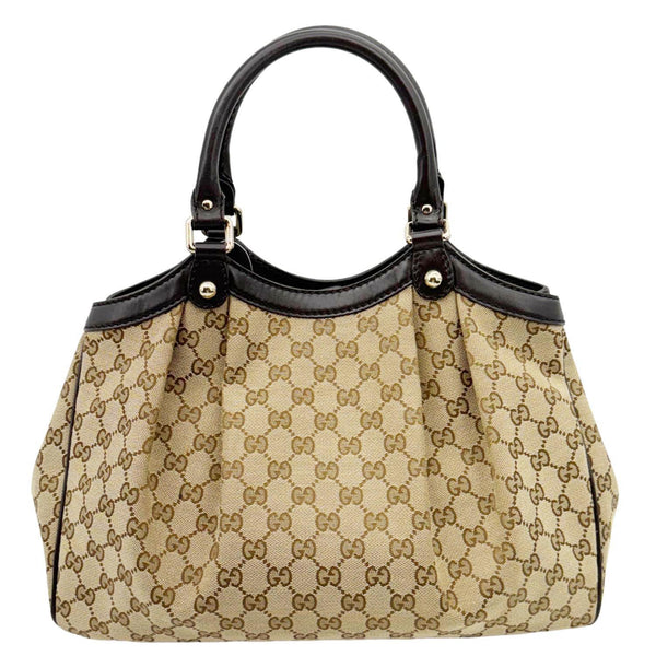 GUCCI Sukey Medium GG Canvas Tote Bag Beige 211944