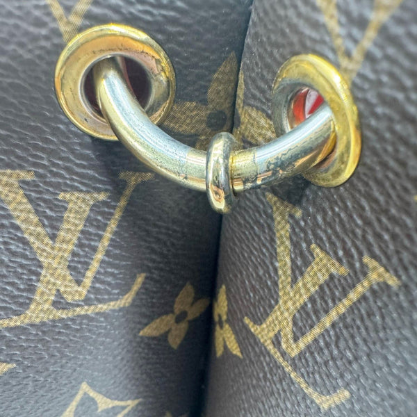 LOUIS VUITTON Flower Monogram Canvas Tote Shoulder Bag Coquelicot