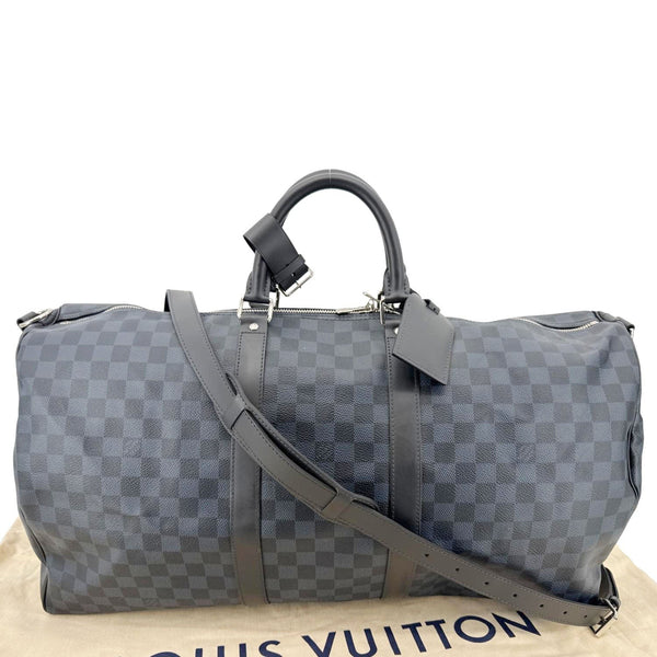 LOUIS VUITTON Keepall 55 Bandouliere Damier Cobalt Travel Bag Navy Blue