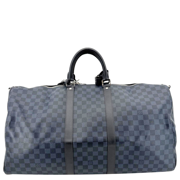 LOUIS VUITTON Keepall 55 Bandouliere Damier Cobalt Travel Bag Navy Blue