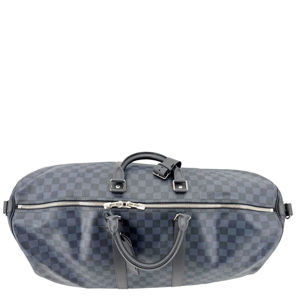 LOUIS VUITTON Keepall 55 Bandouliere Damier Cobalt Travel Bag Navy Blue