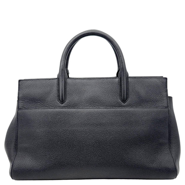 YVES SAINT LAURENT Cabas Rive Gauche Small Pebbled Leather Satchel Bag Black