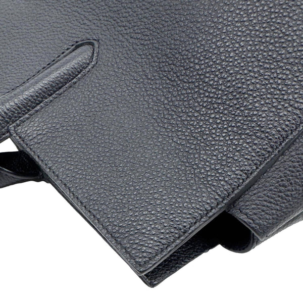 YVES SAINT LAURENT Cabas Rive Gauche Small Pebbled Leather Satchel Bag Black