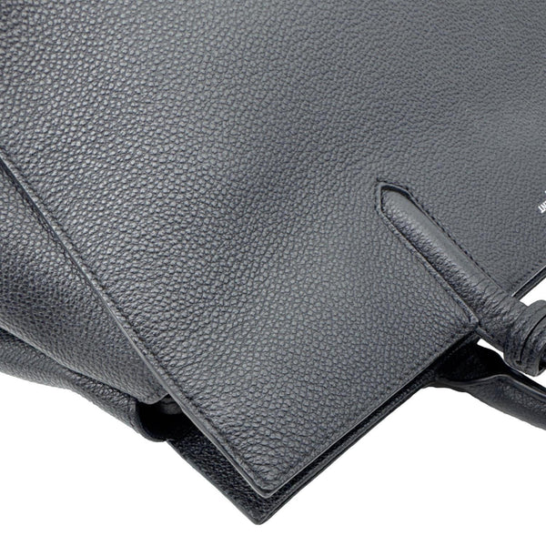 YVES SAINT LAURENT Cabas Rive Gauche Small Pebbled Leather Satchel Bag Black