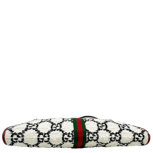 GUCCI Rajah Large GG Tweed Chain Tote Bag White 537219