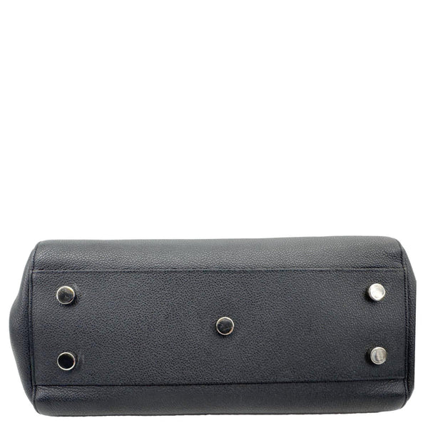 YVES SAINT LAURENT Cabas Rive Gauche Small Pebbled Leather Satchel Bag Black