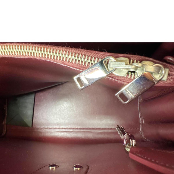 YVES SAINT LAURENT Sac de Jour Crocodile Embossed Leather Satchel Bag Burgundy