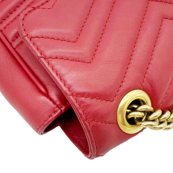 GUCCI GG Marmont Medium Matelasse Shoulder Bag Red 443496