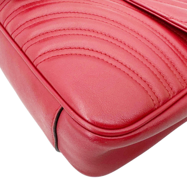 GUCCI GG Marmont Medium Matelasse Shoulder Bag Red 443496