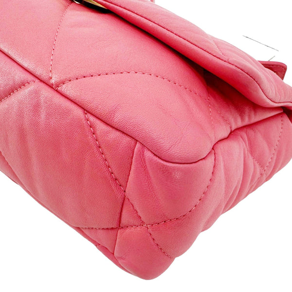 CHANEL 19 Flap Large Quilted Lambskin Leather Shoulder Bag Pink