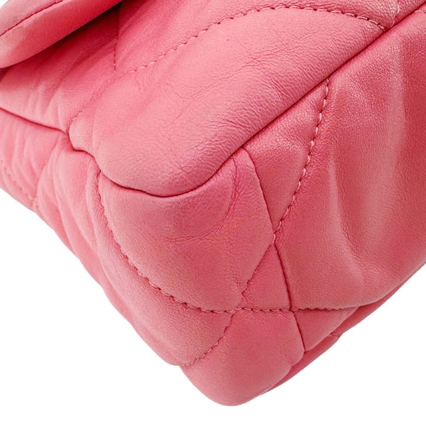 CHANEL 19 Flap Large Quilted Lambskin Leather Shoulder Bag Pink
